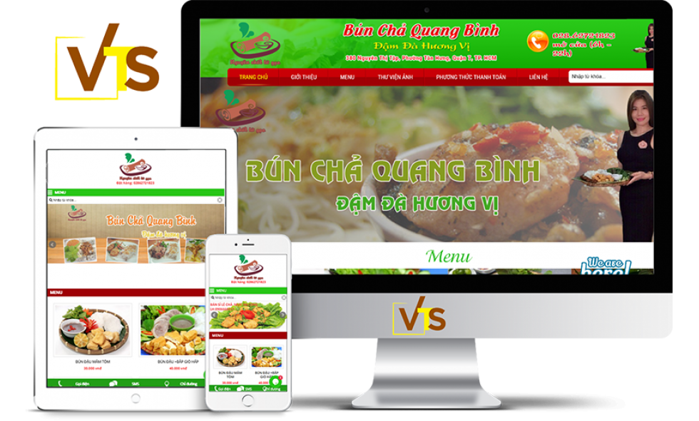 Website Bún chả Quang Bình